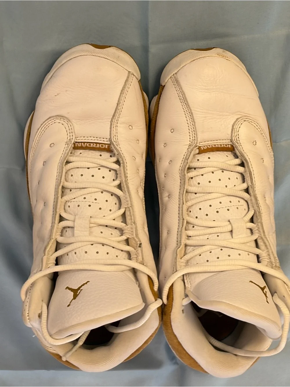 Jordan Men's White and Tan High-Top Basketball Sneakers